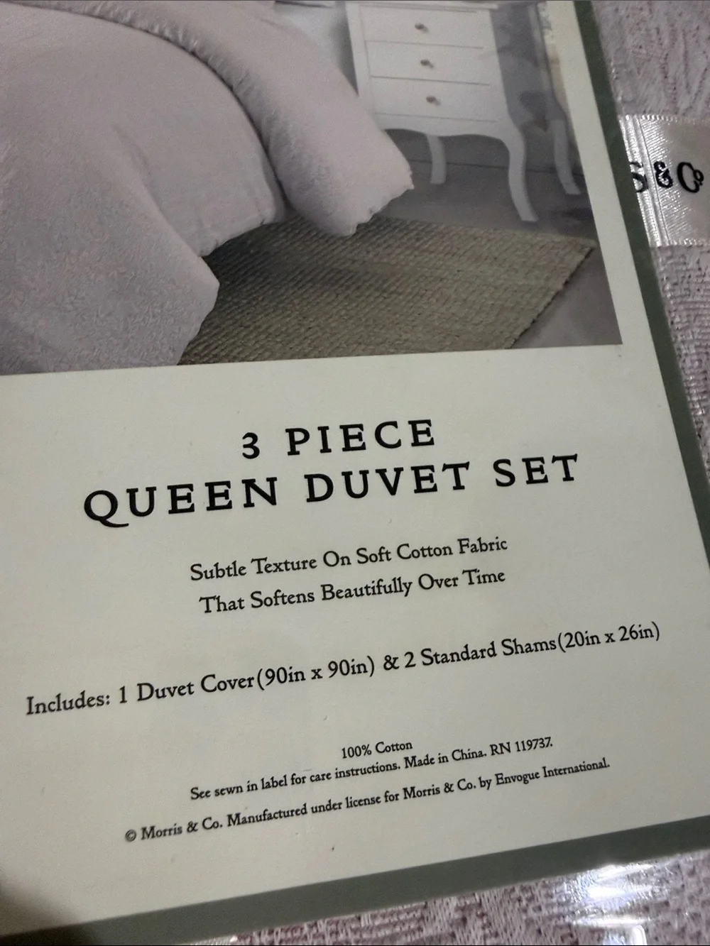 3pc WILLIAM MORRIS lavender Summer QUEEN Duvet Cover Set Cotton Percale new
